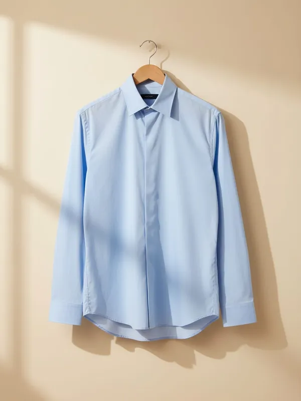 Рубашка из поплина голубая Massimo Dutti