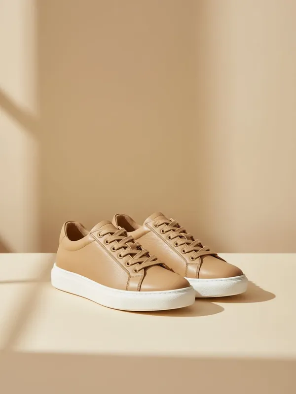 Кеды кожаные бежевые Massimo Dutti